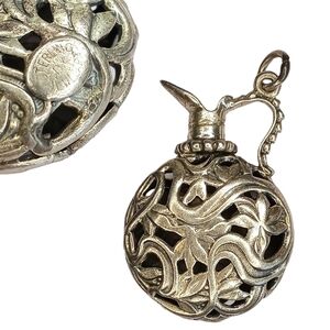 Vintage jewelart Signed Sterling Silver Jug Pitcher Womens Charm Pendant Jewelry